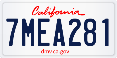 CA license plate 7MEA281