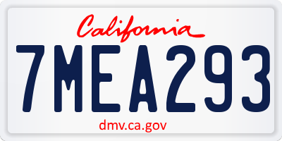 CA license plate 7MEA293