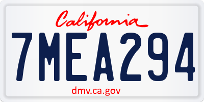 CA license plate 7MEA294