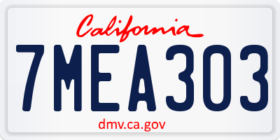 CA license plate 7MEA303
