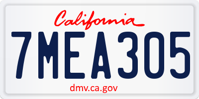 CA license plate 7MEA305