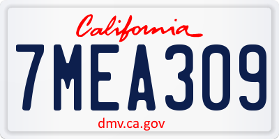 CA license plate 7MEA309