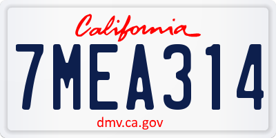 CA license plate 7MEA314