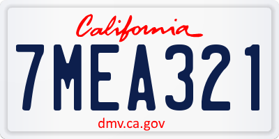 CA license plate 7MEA321