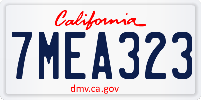 CA license plate 7MEA323