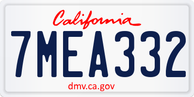 CA license plate 7MEA332