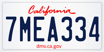 CA license plate 7MEA334