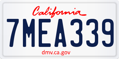 CA license plate 7MEA339