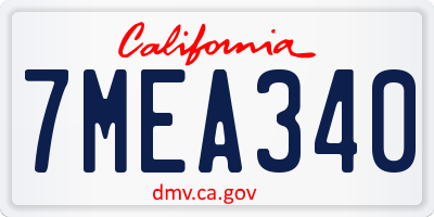 CA license plate 7MEA340