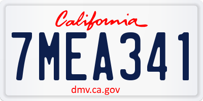 CA license plate 7MEA341