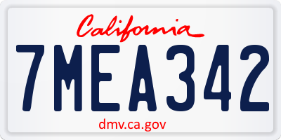 CA license plate 7MEA342