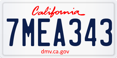 CA license plate 7MEA343