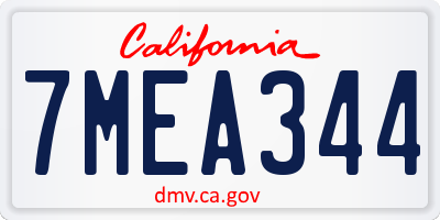 CA license plate 7MEA344
