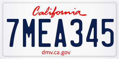 CA license plate 7MEA345