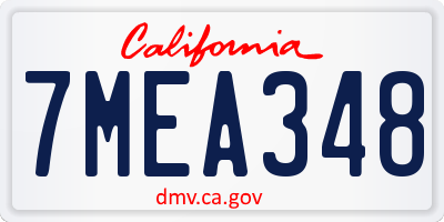 CA license plate 7MEA348