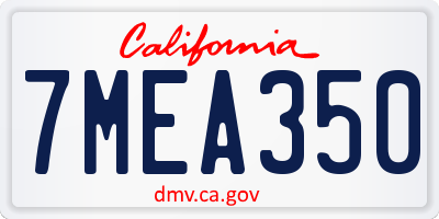 CA license plate 7MEA350