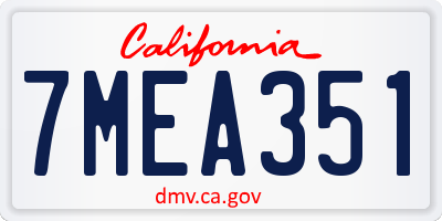 CA license plate 7MEA351