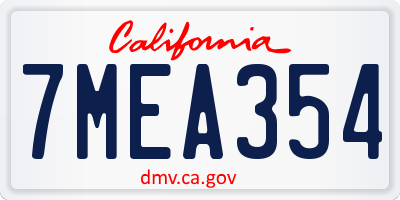 CA license plate 7MEA354