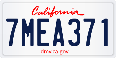 CA license plate 7MEA371
