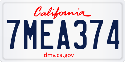 CA license plate 7MEA374