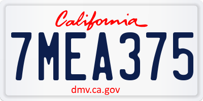 CA license plate 7MEA375