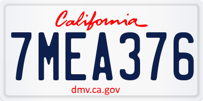 CA license plate 7MEA376