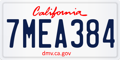 CA license plate 7MEA384
