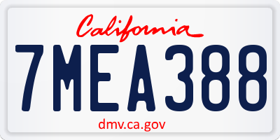 CA license plate 7MEA388