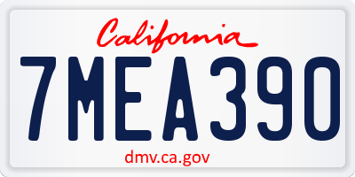 CA license plate 7MEA390