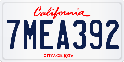 CA license plate 7MEA392