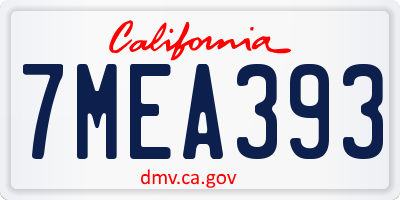 CA license plate 7MEA393