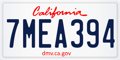 CA license plate 7MEA394