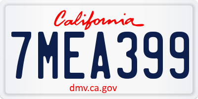 CA license plate 7MEA399