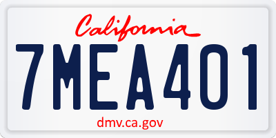 CA license plate 7MEA401