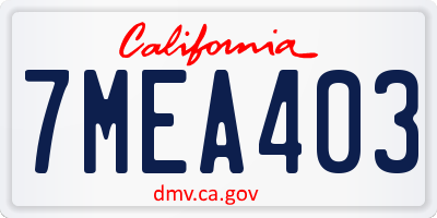 CA license plate 7MEA403