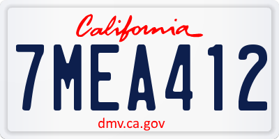 CA license plate 7MEA412