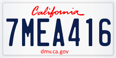 CA license plate 7MEA416