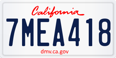 CA license plate 7MEA418