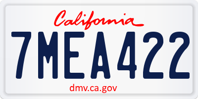 CA license plate 7MEA422