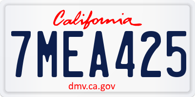 CA license plate 7MEA425