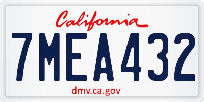 CA license plate 7MEA432