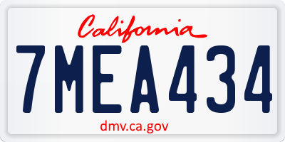 CA license plate 7MEA434