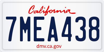 CA license plate 7MEA438