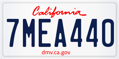 CA license plate 7MEA440