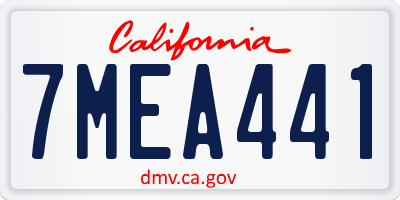 CA license plate 7MEA441
