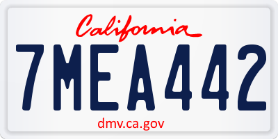 CA license plate 7MEA442