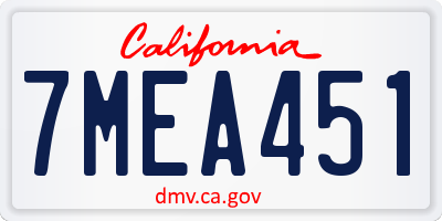 CA license plate 7MEA451