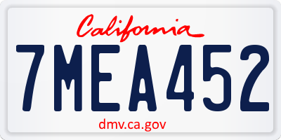 CA license plate 7MEA452