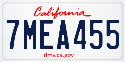 CA license plate 7MEA455