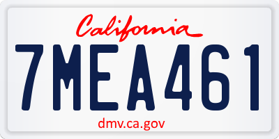 CA license plate 7MEA461